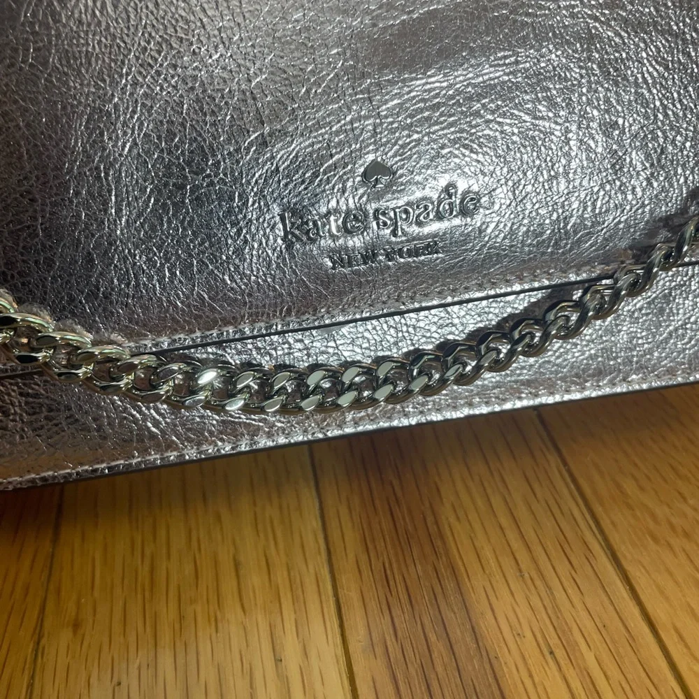 Kate Spade Rose Gold Madison Crossbody Bag with Chain and leather Strap
